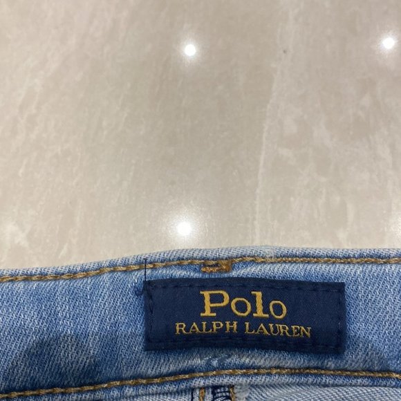 Polo Ralph Lauren Girl Light Blue Wash Denim Patch Jeans Size 5 - Picture 2 of 8